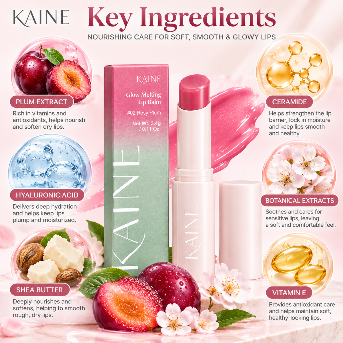 KAINE Glow Melting Lip Balm #02 Rosy Plum