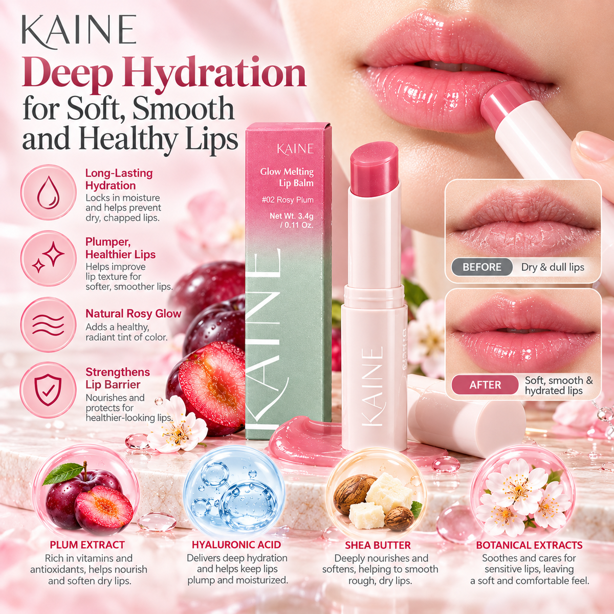 KAINE Glow Melting Lip Balm #02 Rosy Plum