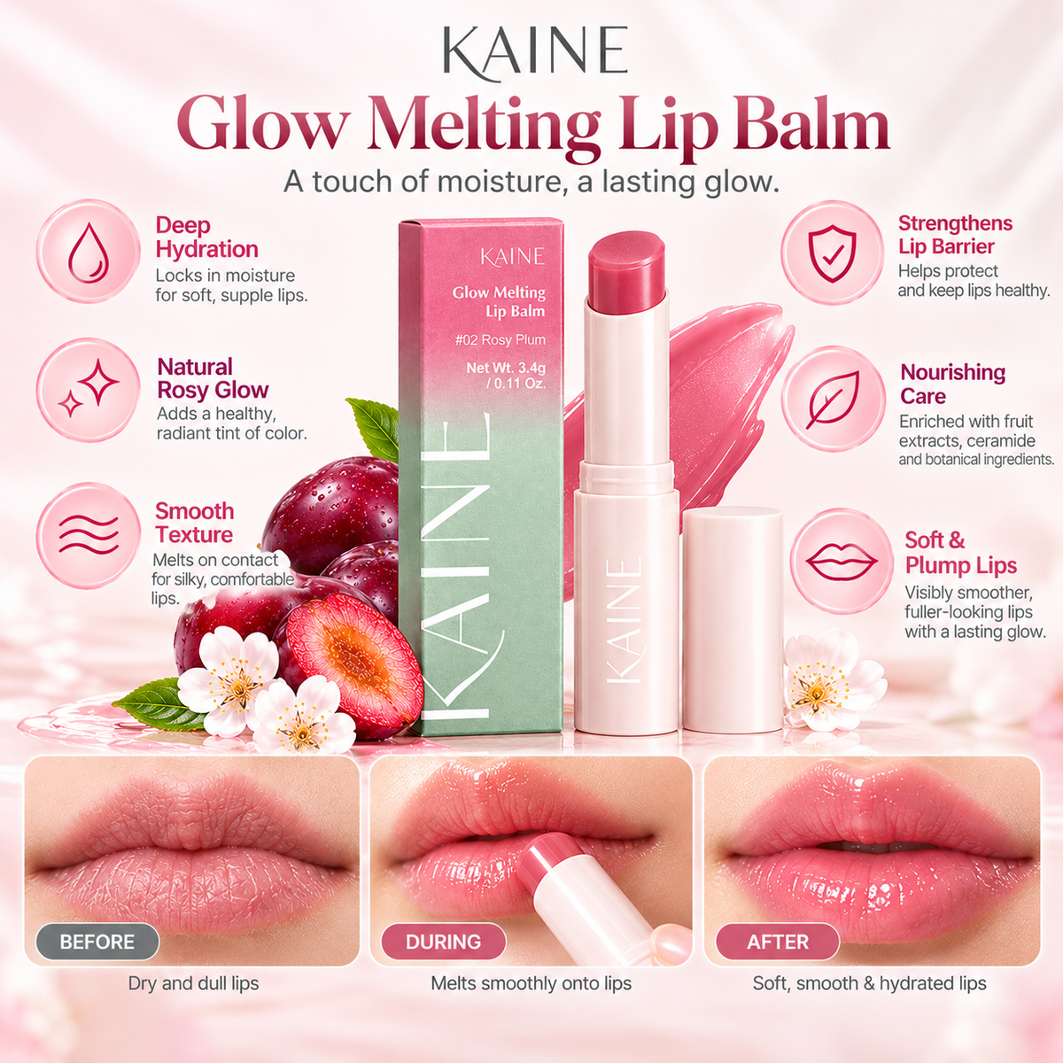 KAINE Glow Melting Lip Balm #02 Rosy Plum