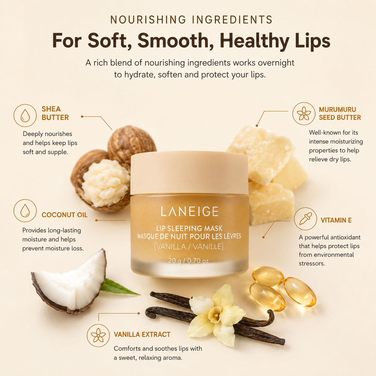 LANEIGE Lip Sleeping Mask EX Vanilla 20g