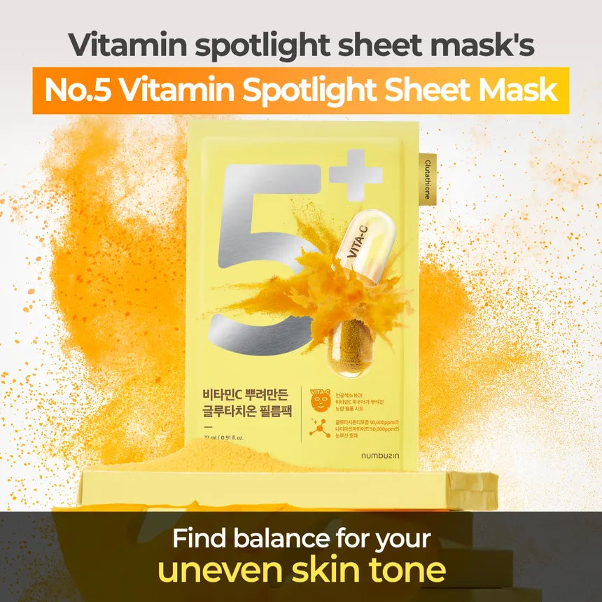 Numbuzin No.5+ Glutathione Vitamin Concentrated Mask 4 Sheets