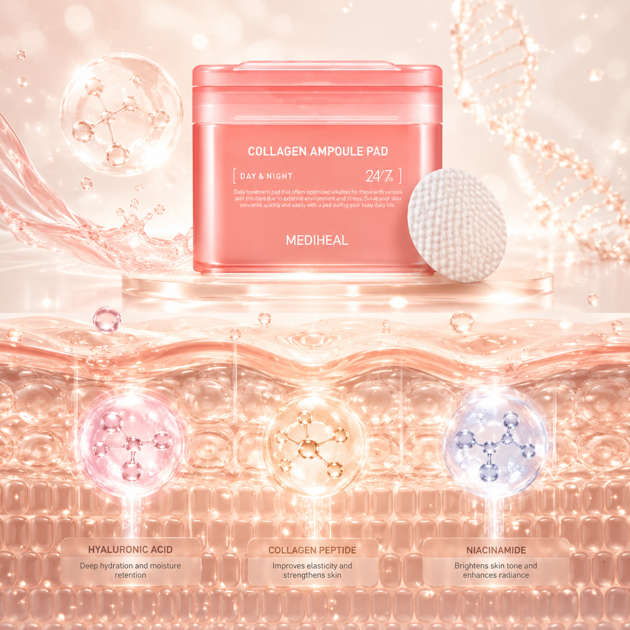 MEDIHEAL Collagen Ampoule Pad 100pcs