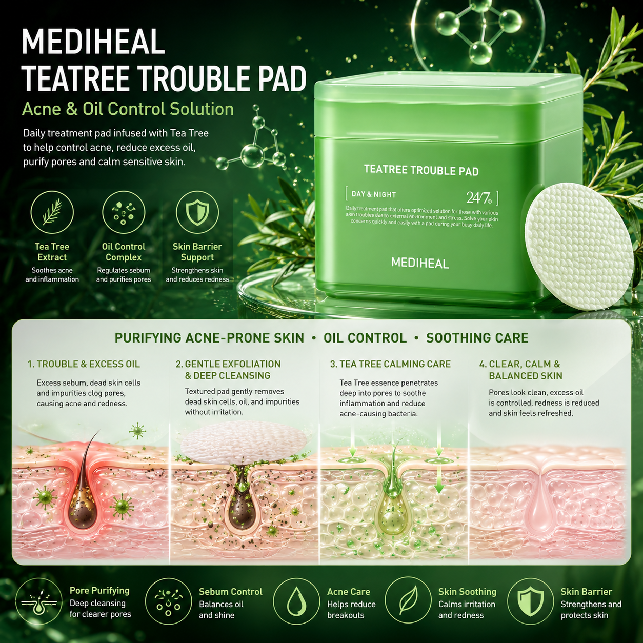 MEDIHEAL Teatree Trouble Pad 100pcs
