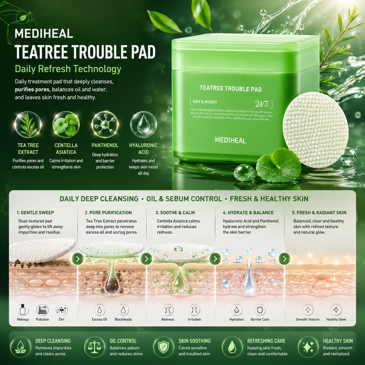 MEDIHEAL Teatree Trouble Pad 100pcs