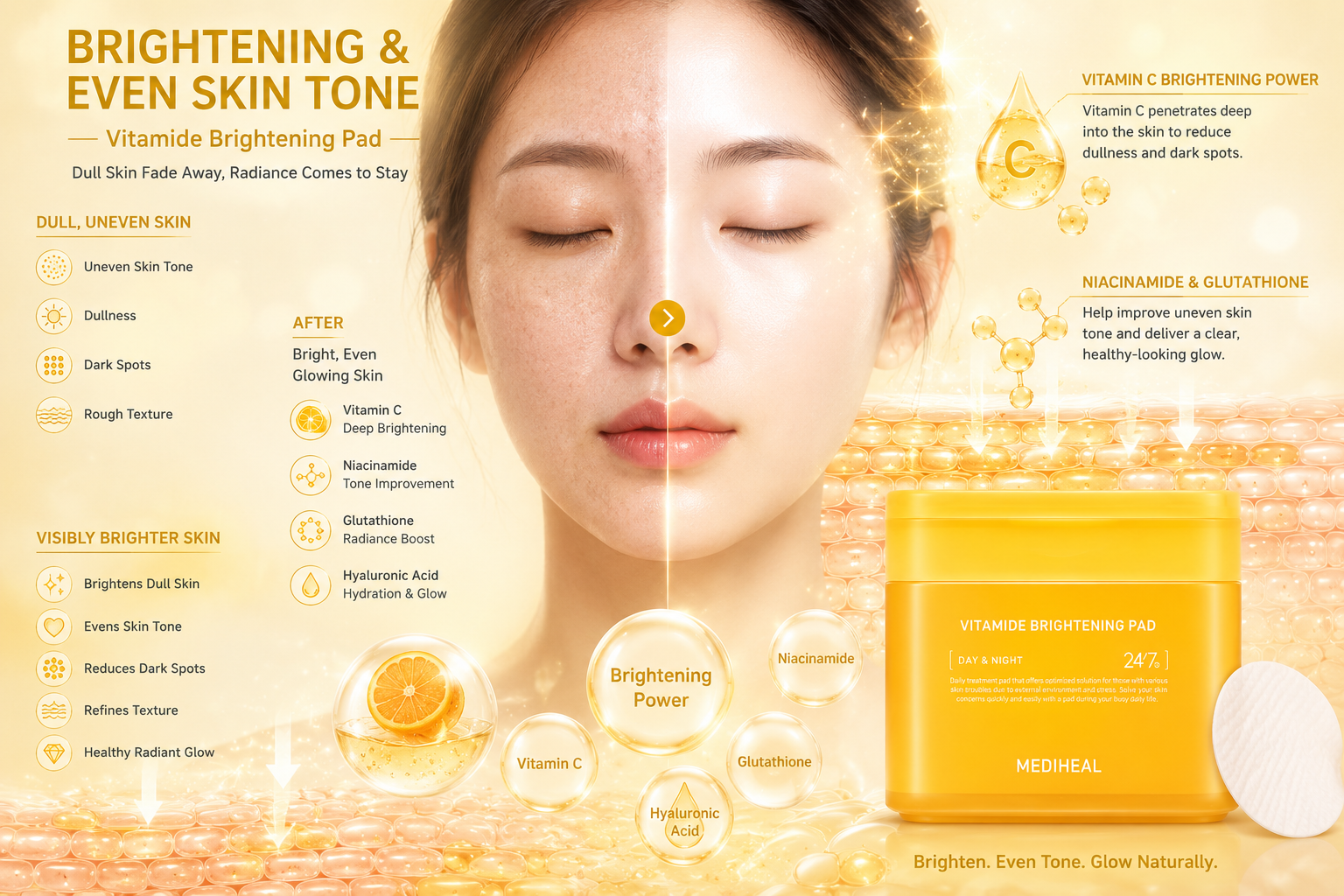 MEDIHEAL Vitamide Brightening Pad 100pcs