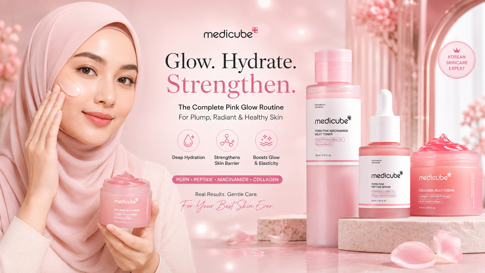 Medicube PDRN Pink Collagen Repair Set – 3-Piece Korean Skincare Routine