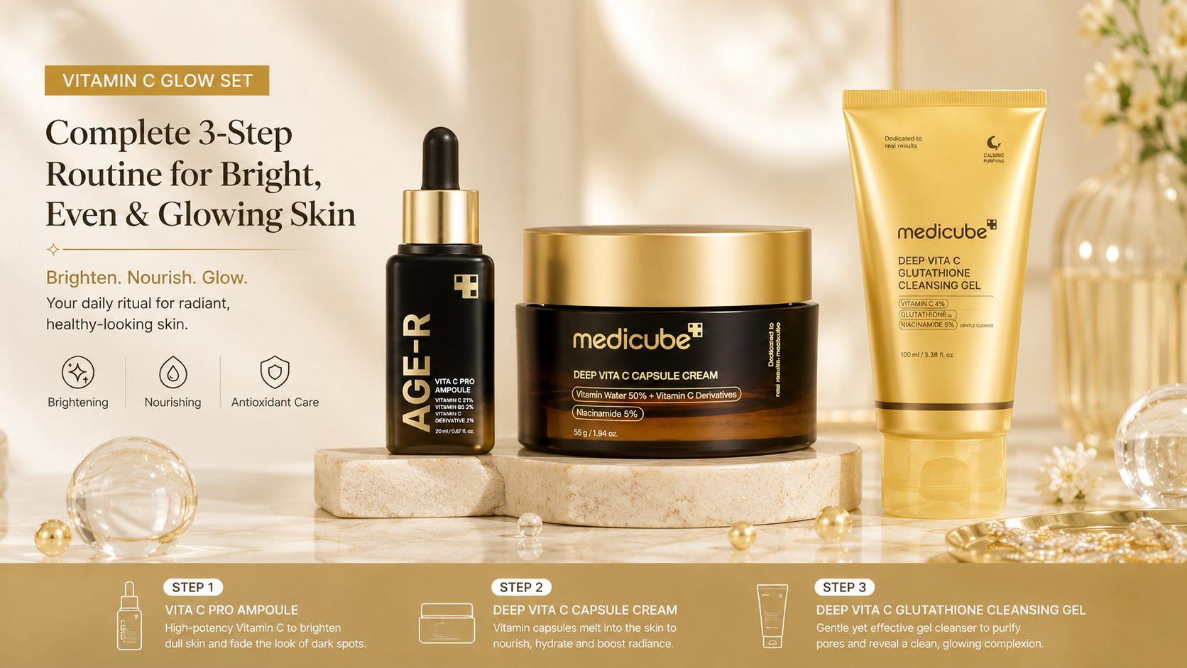 Medicube Vitamin C Glow Set – 3-Piece Korean Skincare Routine