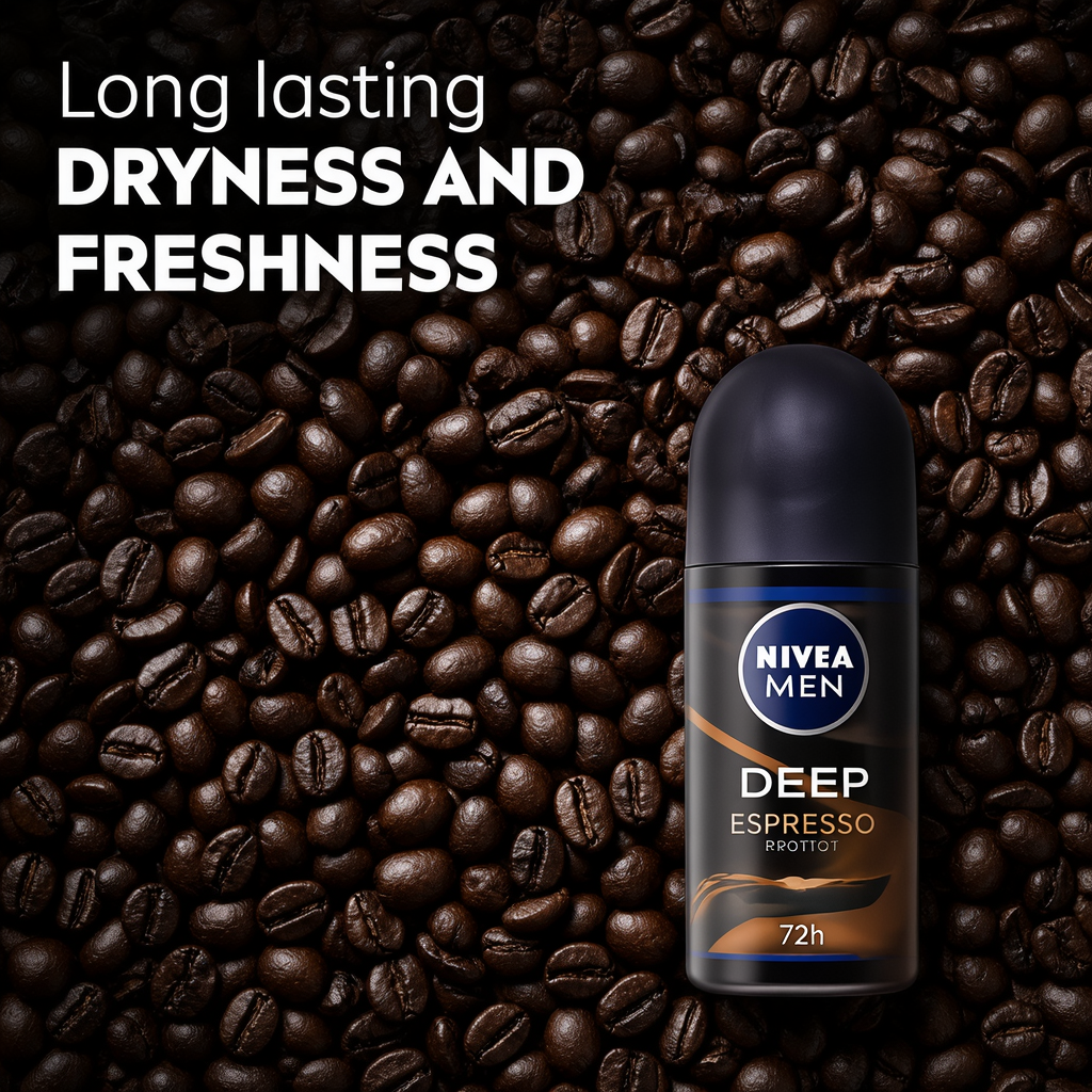NIVEA Men Deep Espresso Anti-Perspirant Deodorant Roll-On, 50ml