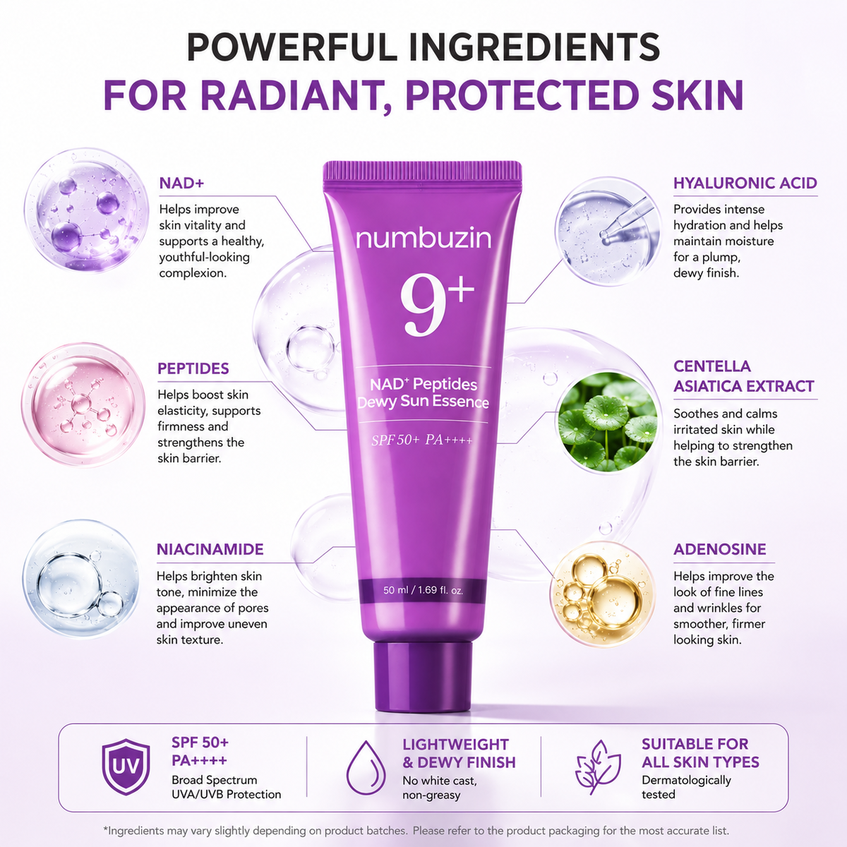 Numbuzin No.9 NAD+ 9 Peptides Dewy Sun Essence