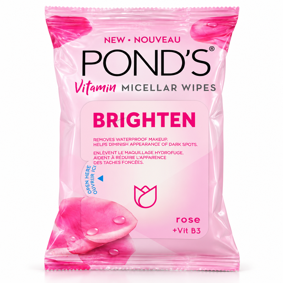 POND’S Vitamin Micellar Wipes Brighten Rose + Vitamin B3 – 25 Wipes