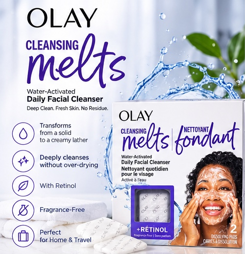 Olay Cleansing Melts + Retinol Water-Activated Daily Facial Cleanser