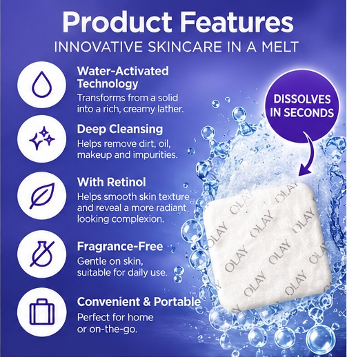Olay Cleansing Melts + Retinol Water-Activated Daily Facial Cleanser