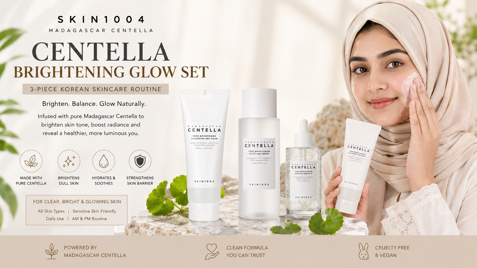 SKIN1004 Centella Brightening Glow Set – 3-Piece Korean Skincare Routine