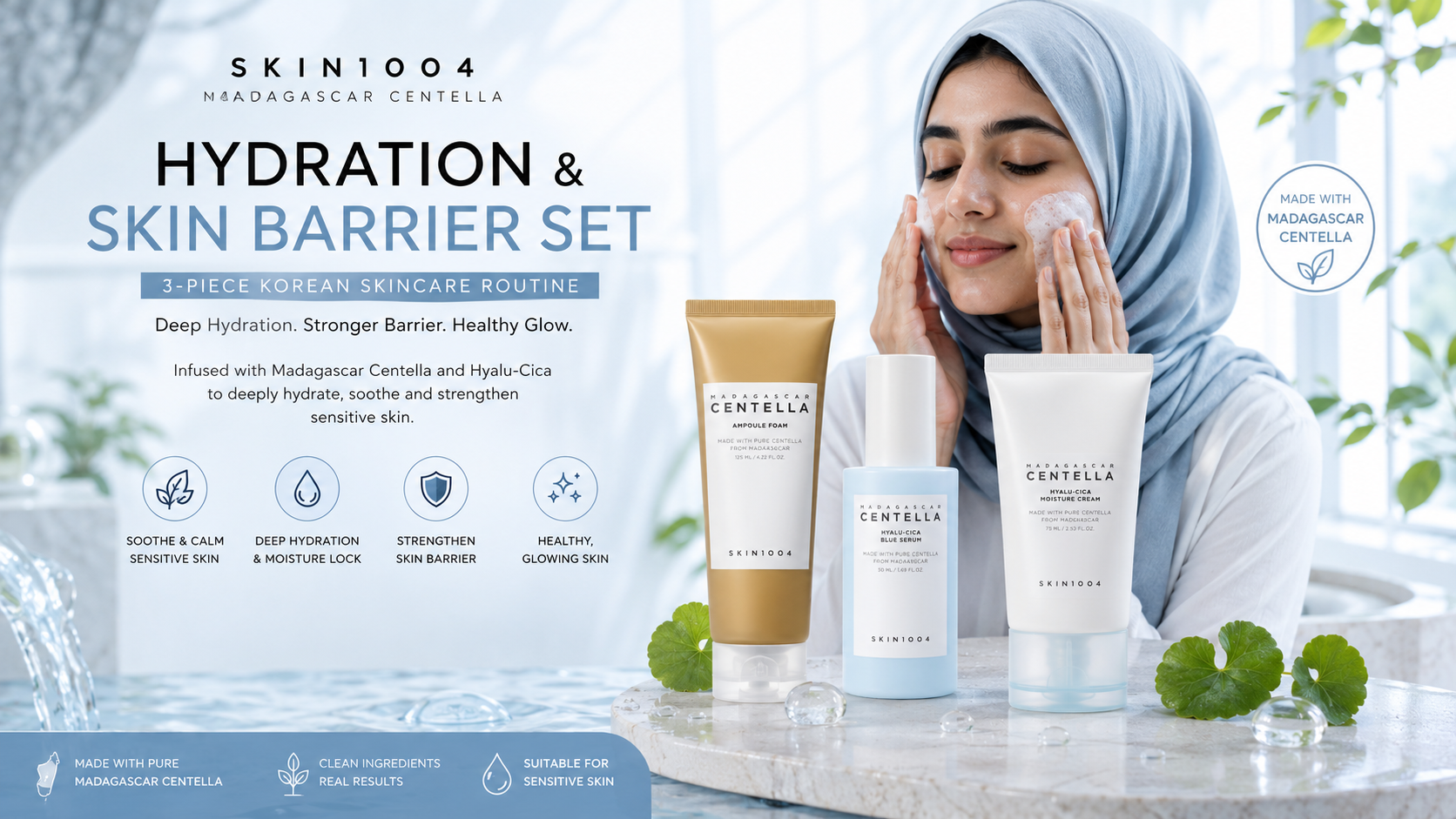 SKIN1004 Centella Hydration & Skin Barrier Set – 3-Piece Korean Skincare Routine