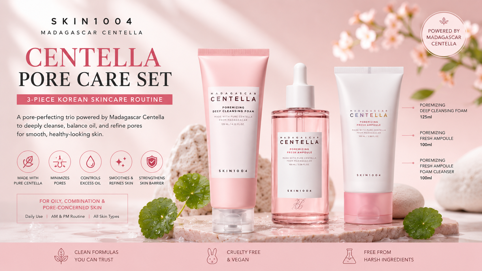 SKIN1004 Centella Pore Care Set – 3-Piece Korean Skincare Routine
