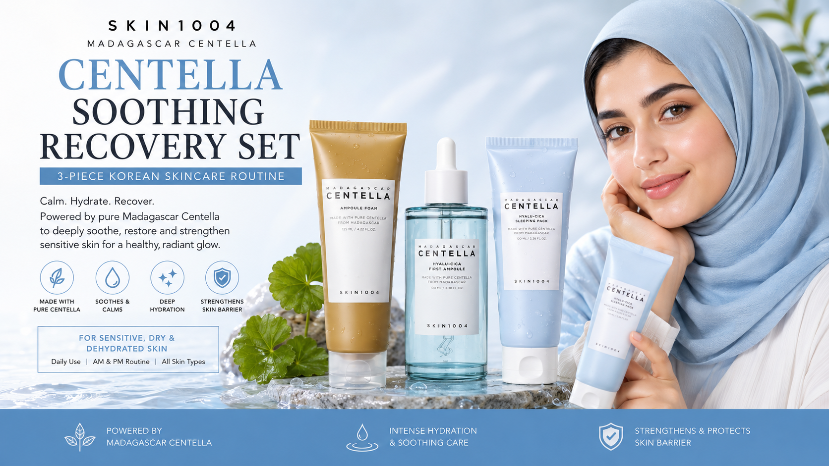SKIN1004 Centella Soothing Recovery Set – 3-Piece Korean Skincare Routine