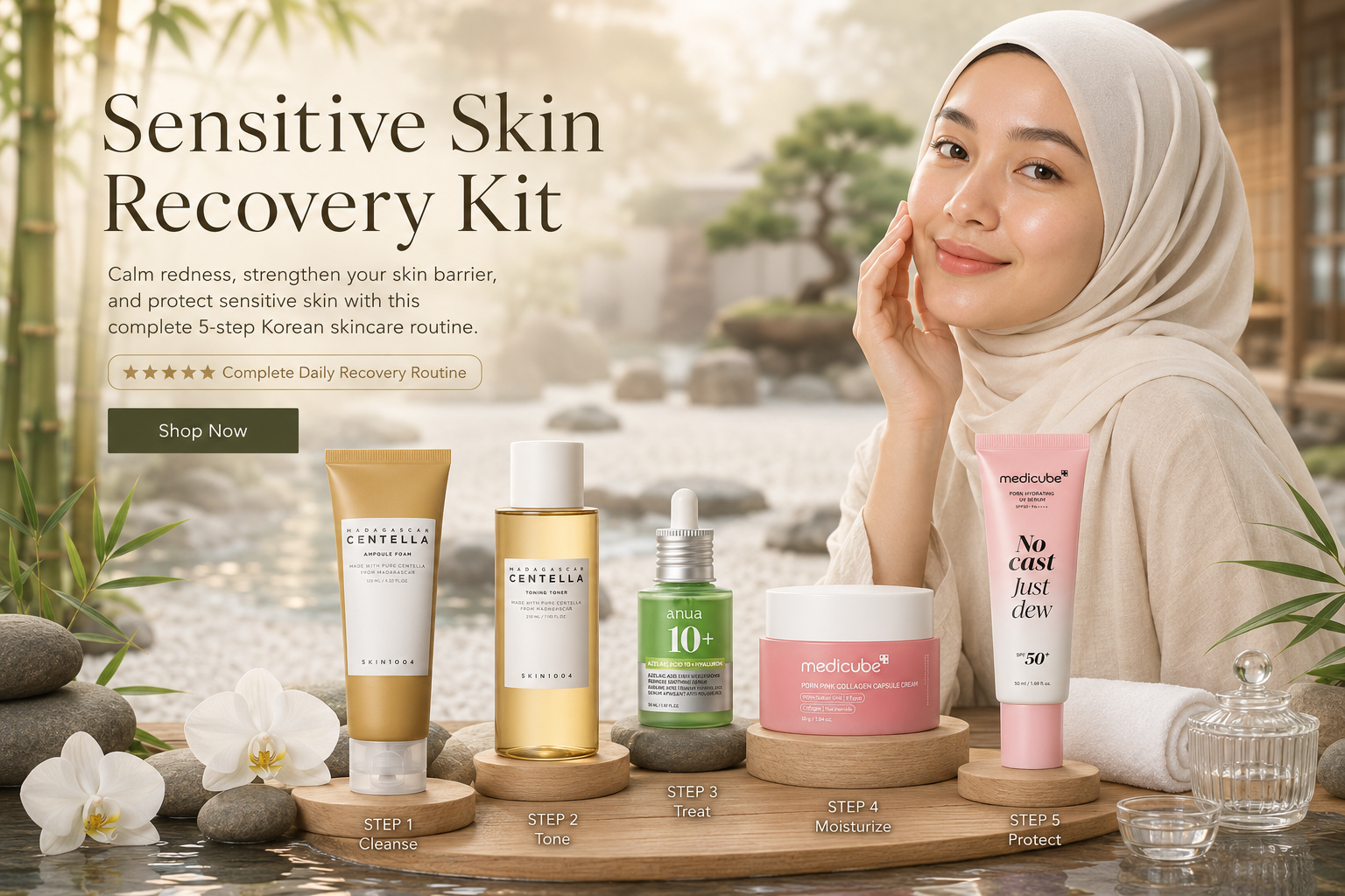 SKIN1004, Anua & Medicube Sensitive Skin Recovery Kit (5-Step Routine)