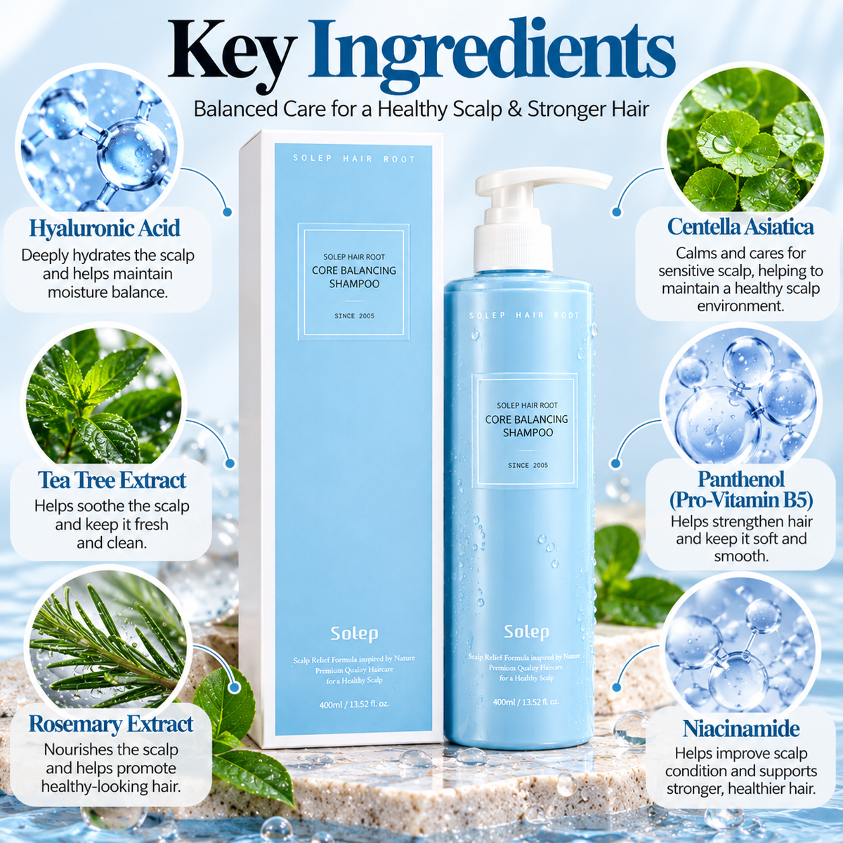SOLEP Hair Root Core Balancing Shampoo 400 ml