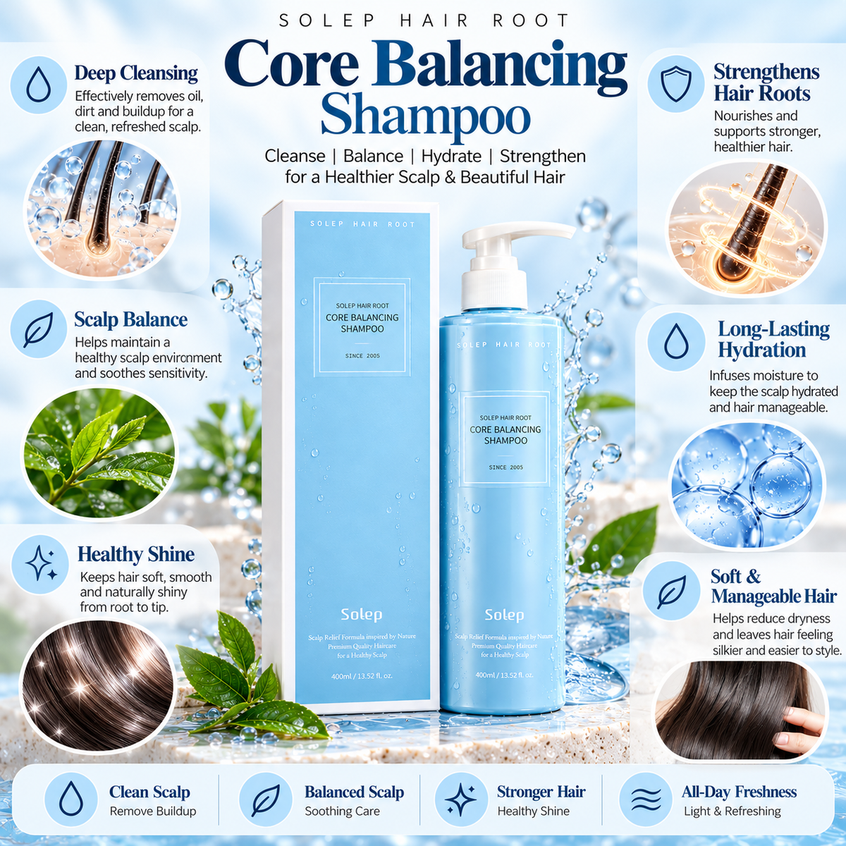 SOLEP Hair Root Core Balancing Shampoo 400 ml