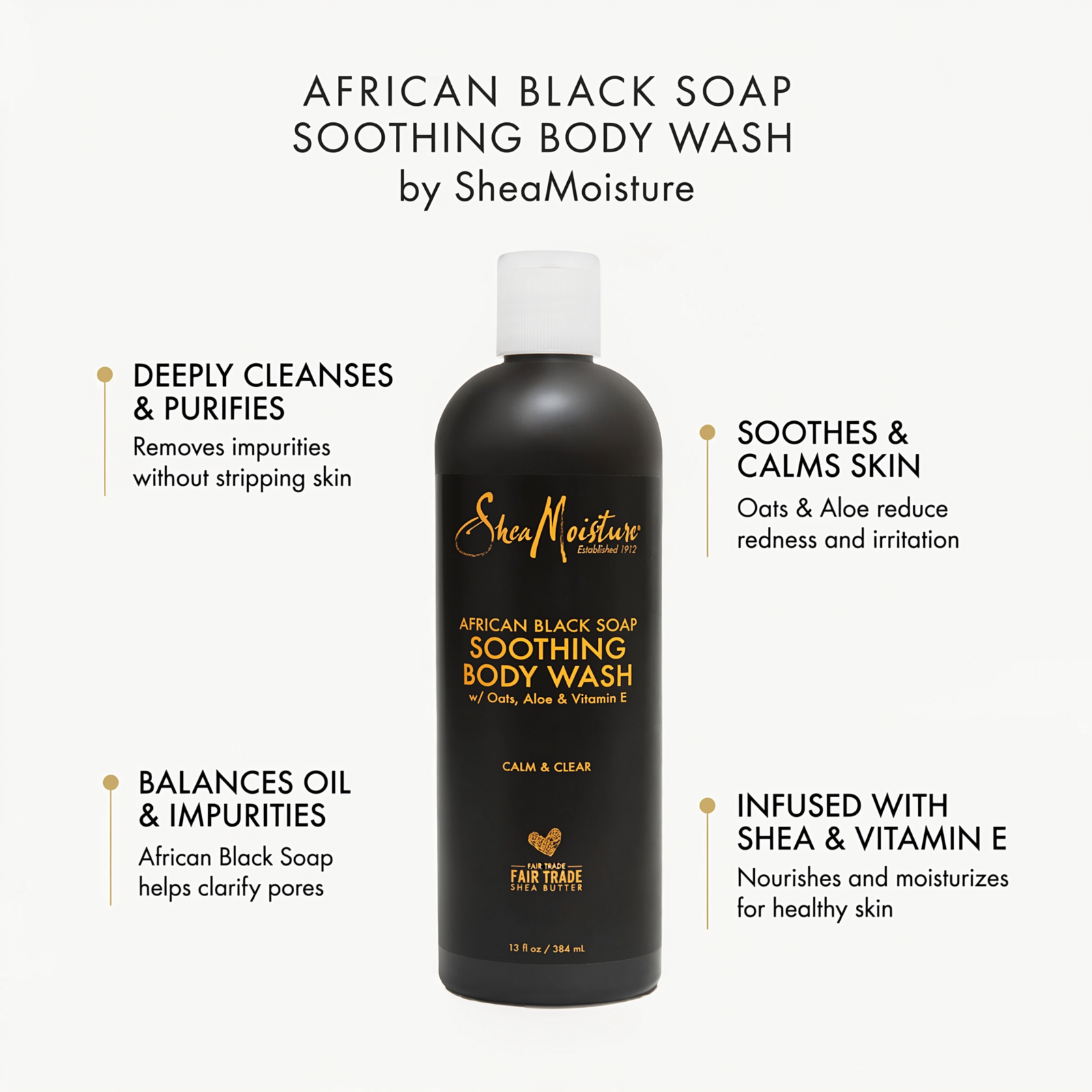 Shea Moisture African Black Soap Soothing Body Wash 384ml