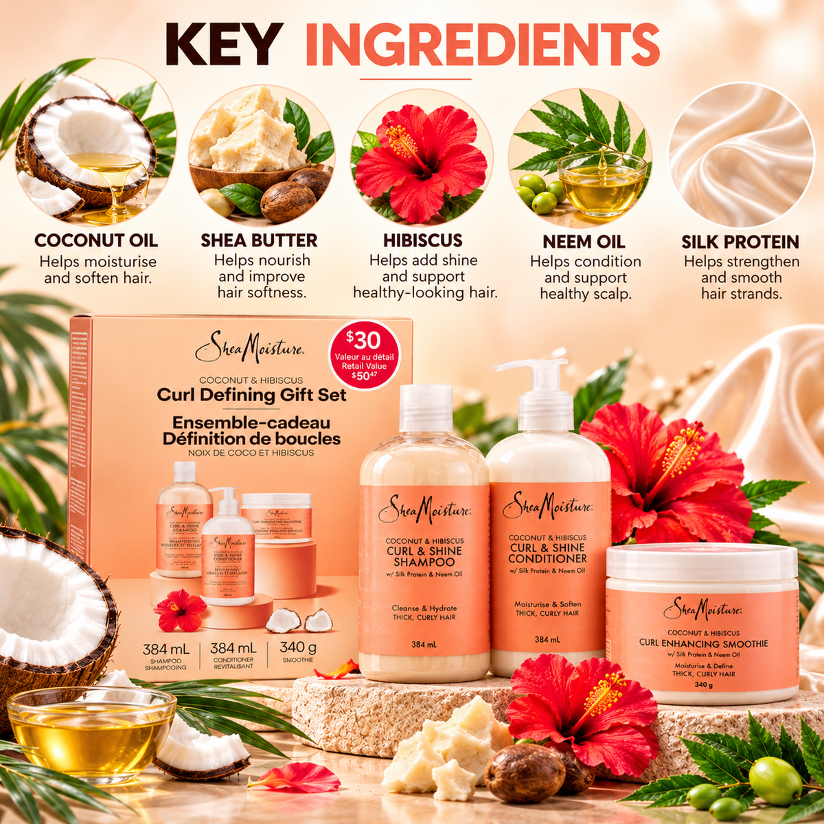 SheaMoisture Coconut & Hibiscus Curl Defining Gift Set