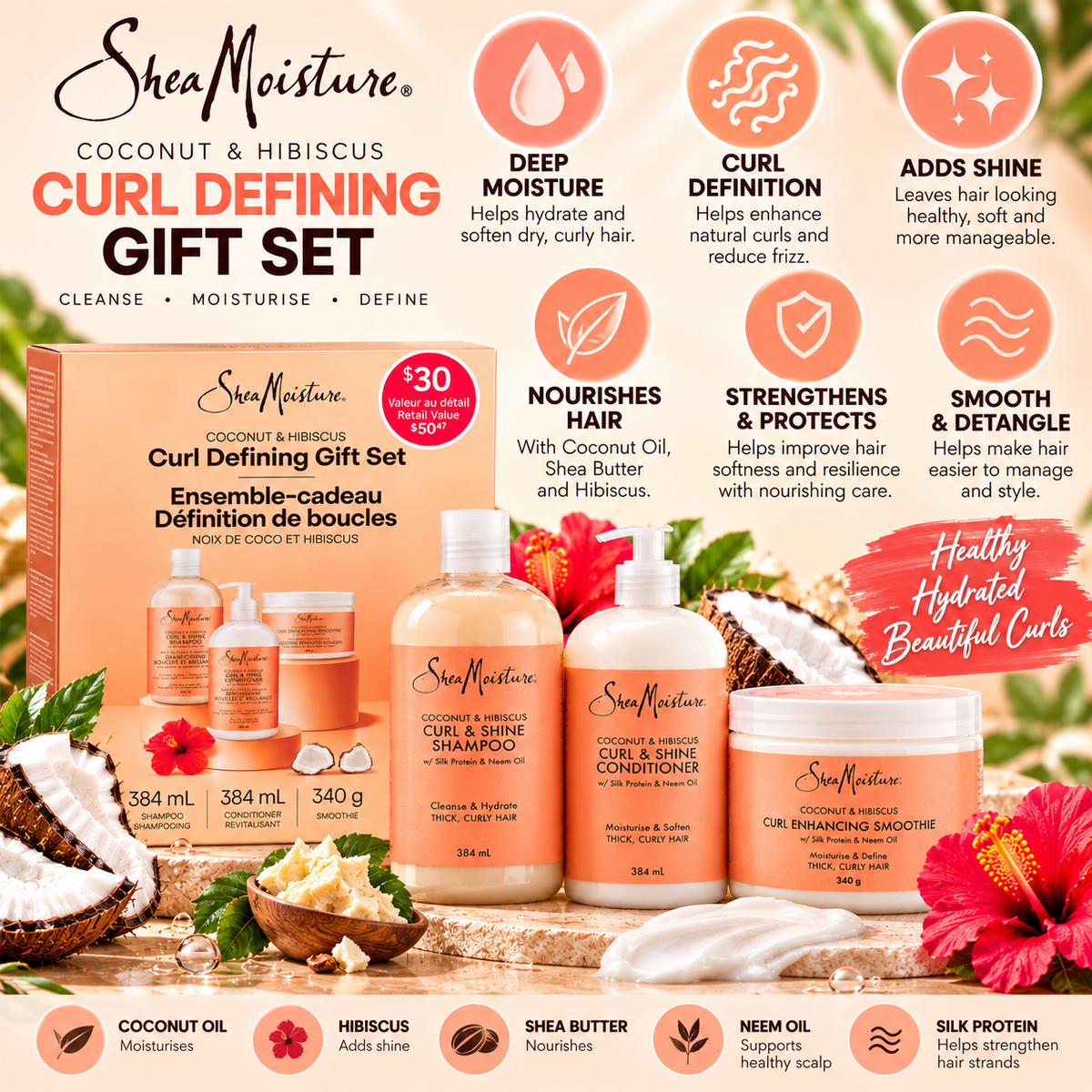 SheaMoisture Coconut & Hibiscus Curl Defining Gift Set