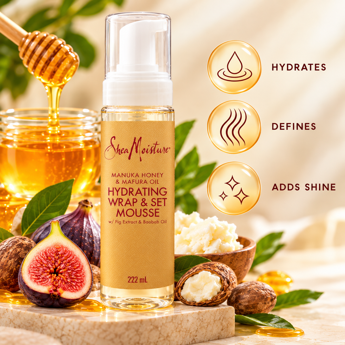 SheaMoisture Manuka Honey & Mafura Oil Hydrating Wrap & Set Mousse 222 ml