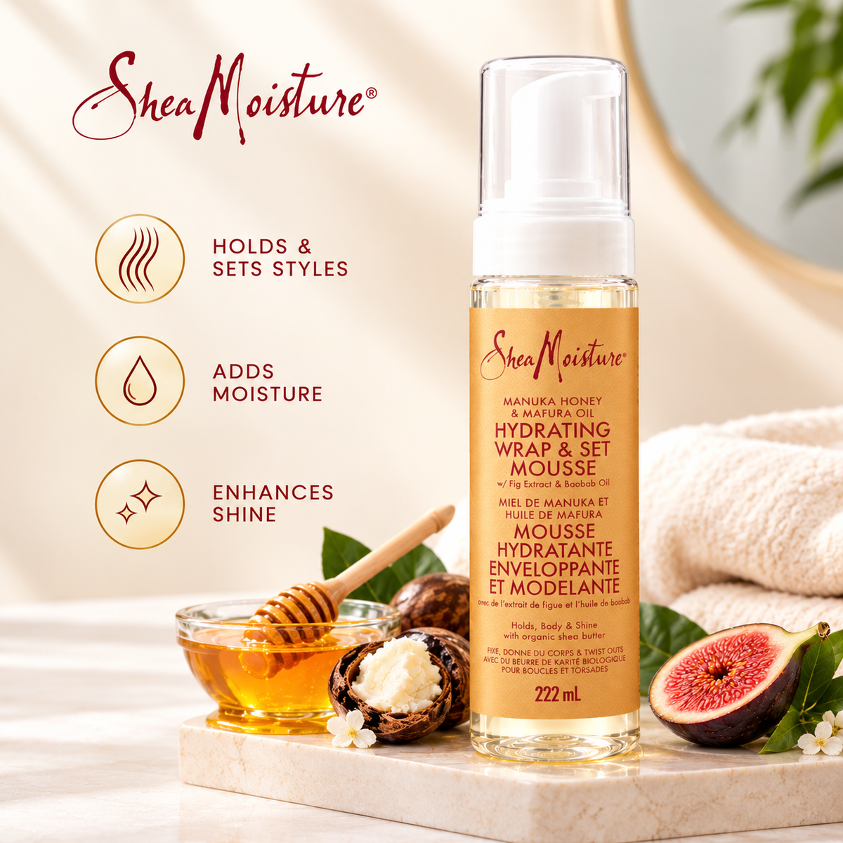SheaMoisture Manuka Honey & Mafura Oil Hydrating Wrap & Set Mousse 222 ml