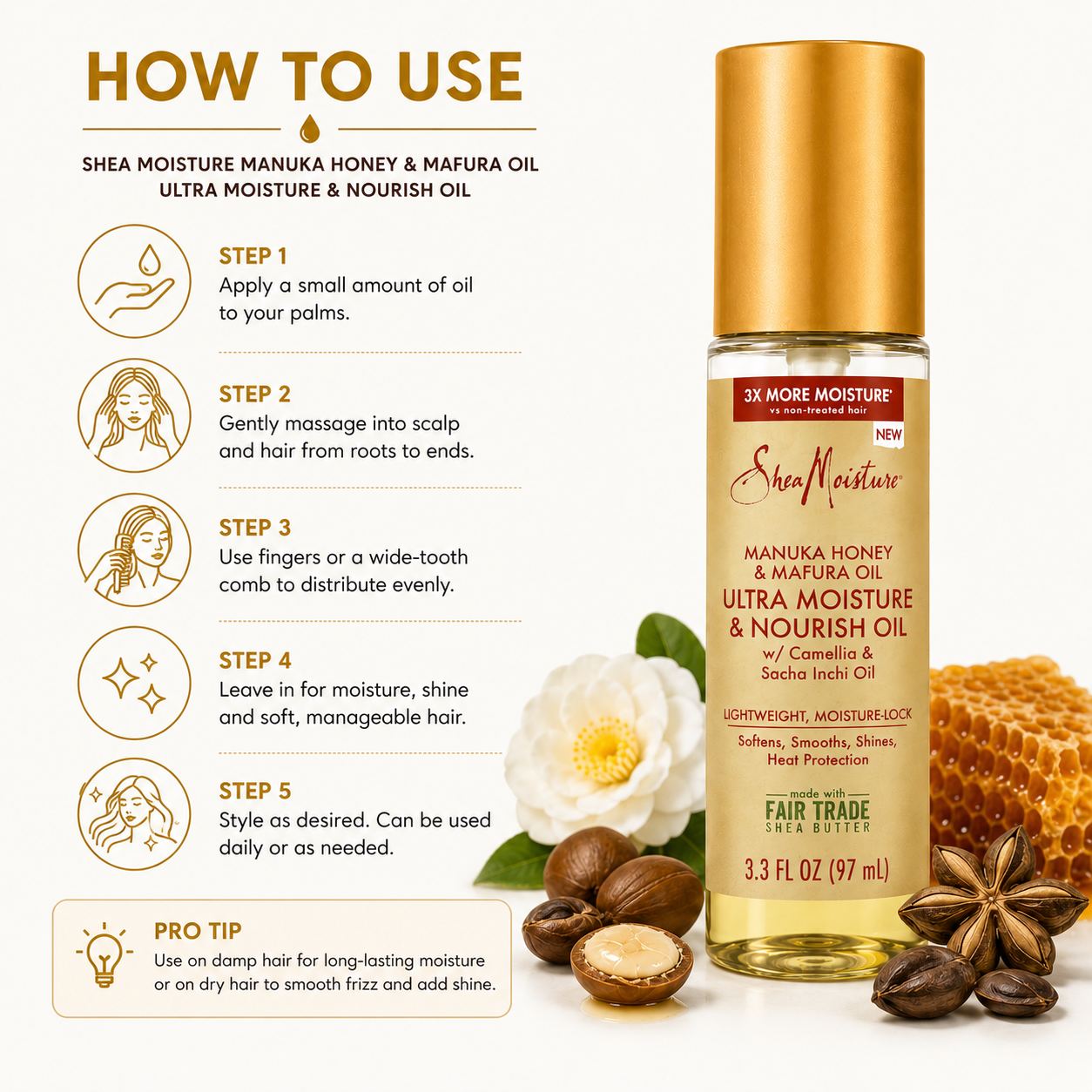 SheaMoisture Manuka Honey & Mafura Oil Ultra Moisture & Nourish Oil – 97 mL