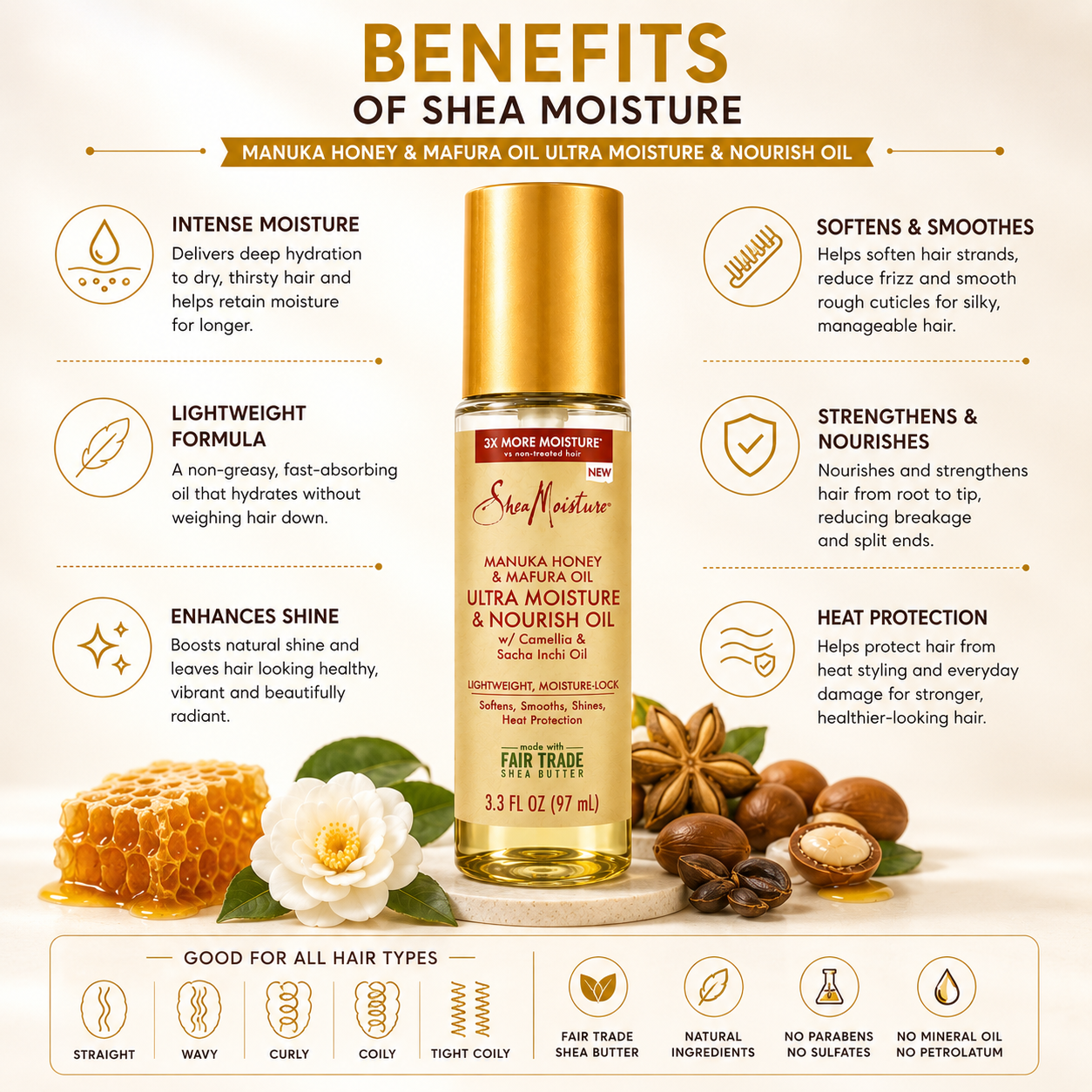 SheaMoisture Manuka Honey & Mafura Oil Ultra Moisture & Nourish Oil – 97 mL