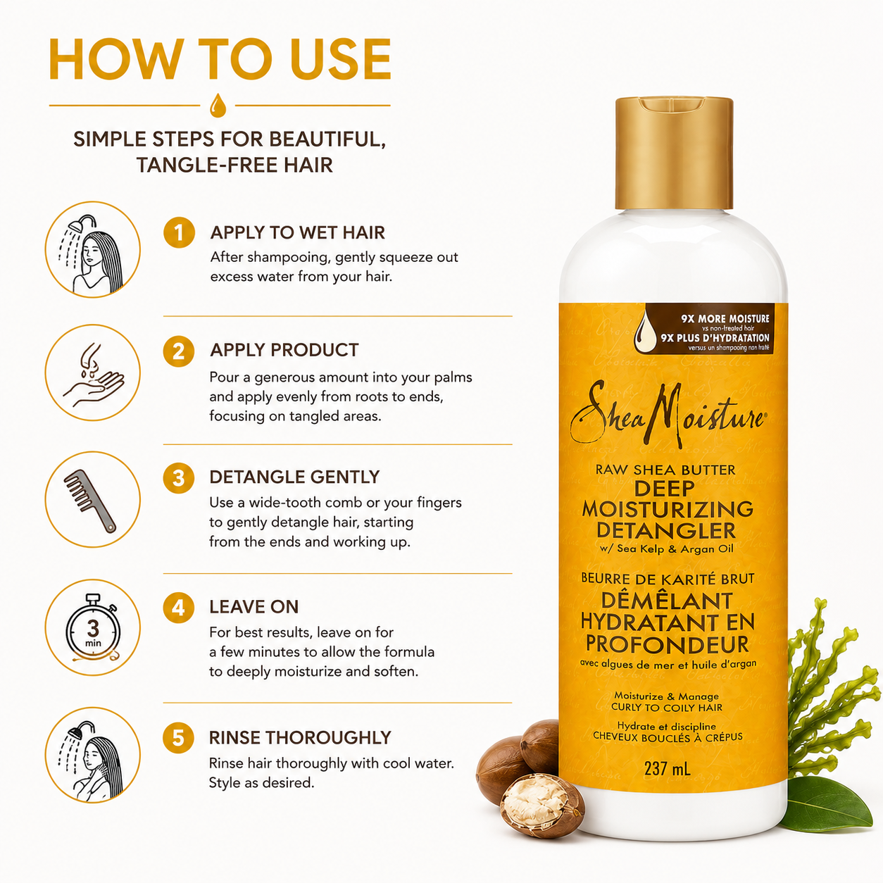 SheaMoisture Raw Shea Butter Deep Moisturizing Detangler – 237 mL