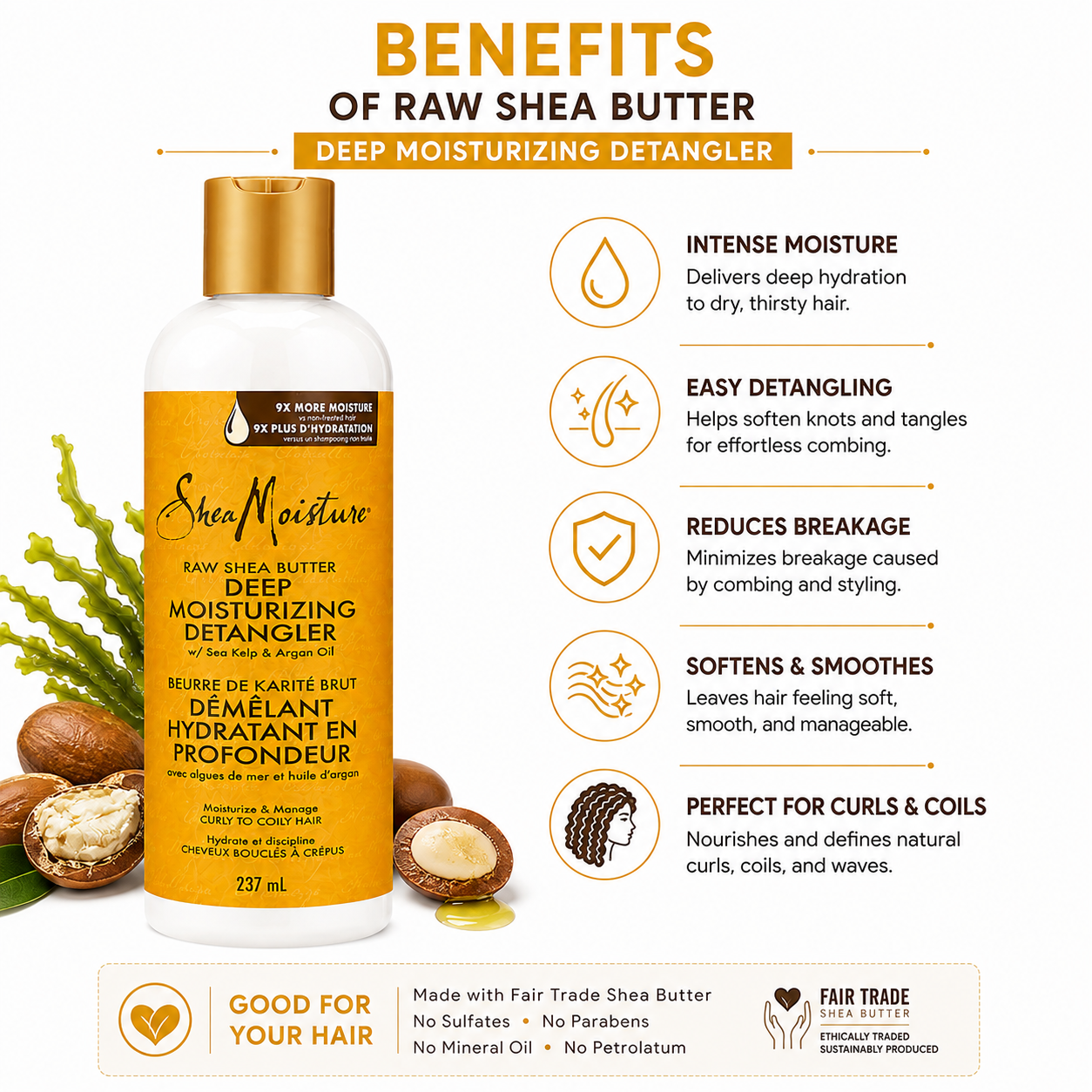 SheaMoisture Raw Shea Butter Deep Moisturizing Detangler – 237 mL