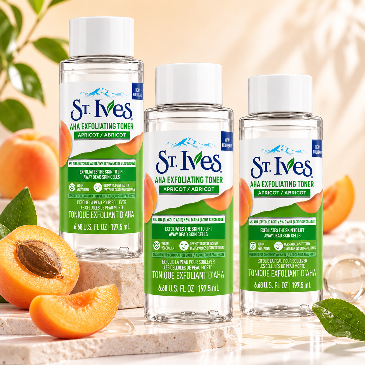 St. Ives AHA Exfoliating Toner Apricot 197.5ml – 3 Pack