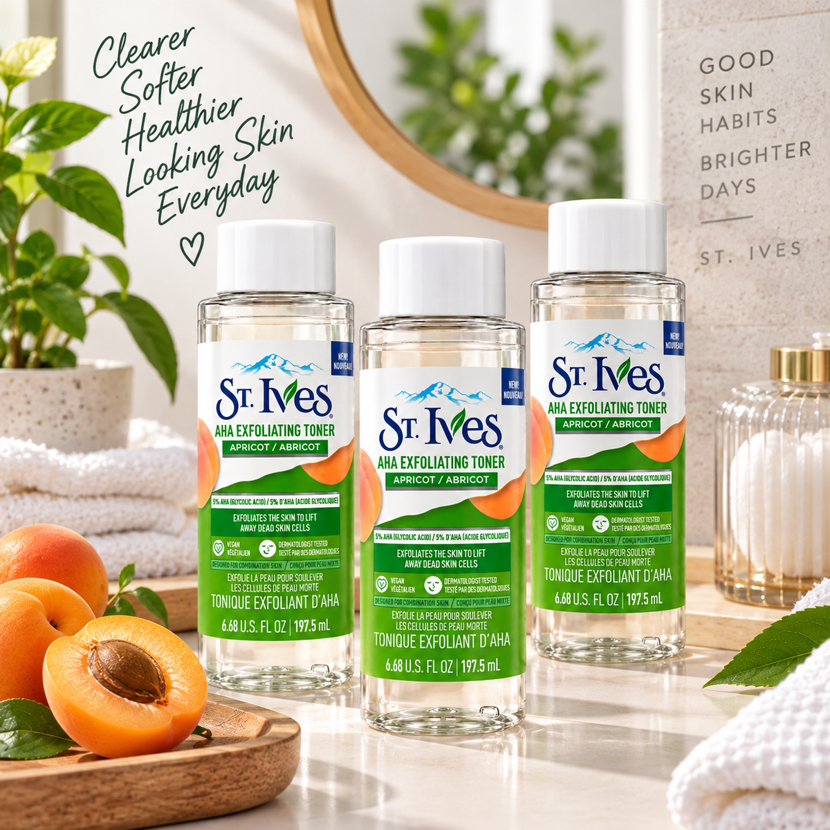 St. Ives AHA Exfoliating Toner Apricot 197.5ml – 3 Pack