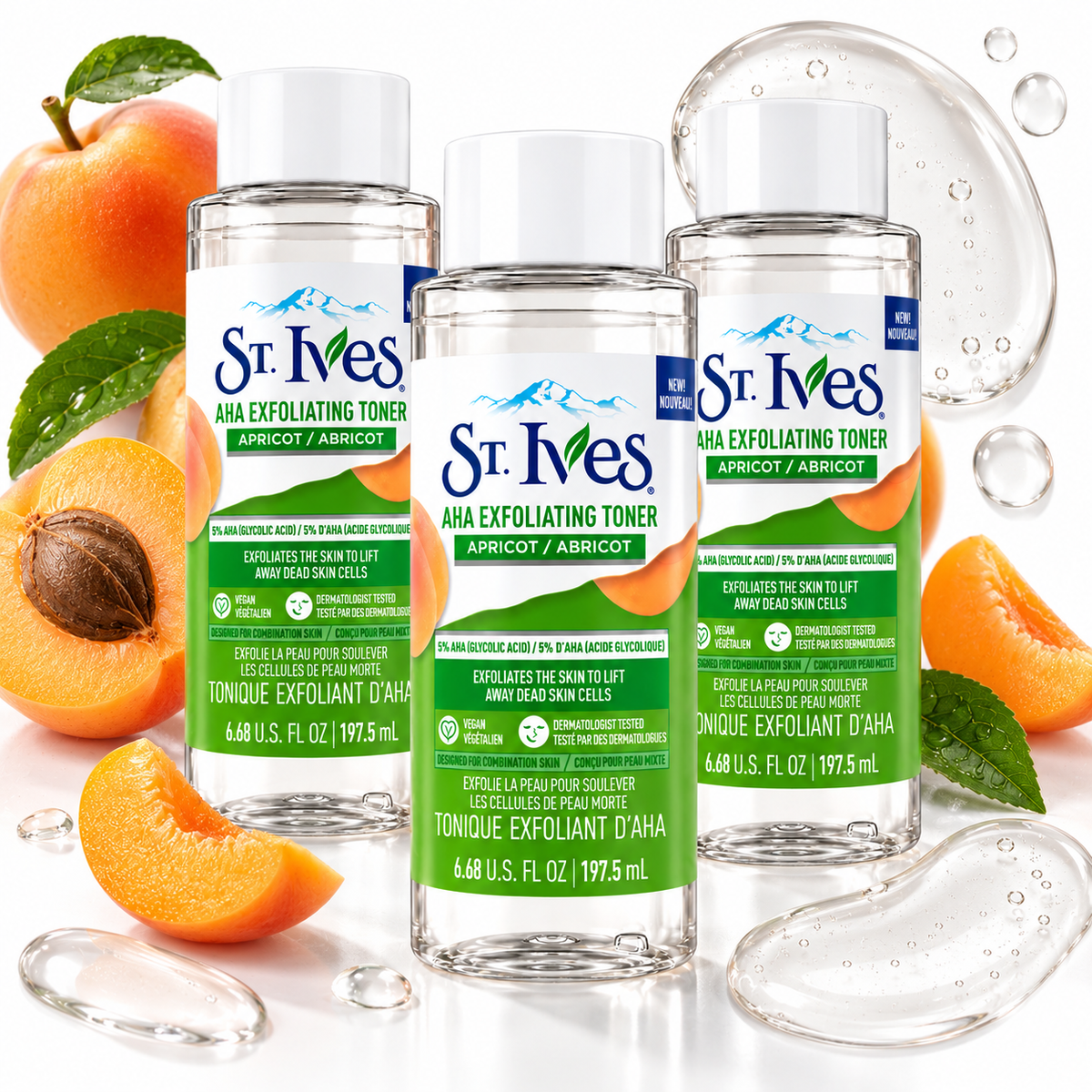 St. Ives AHA Exfoliating Toner Apricot 197.5ml – 3 Pack