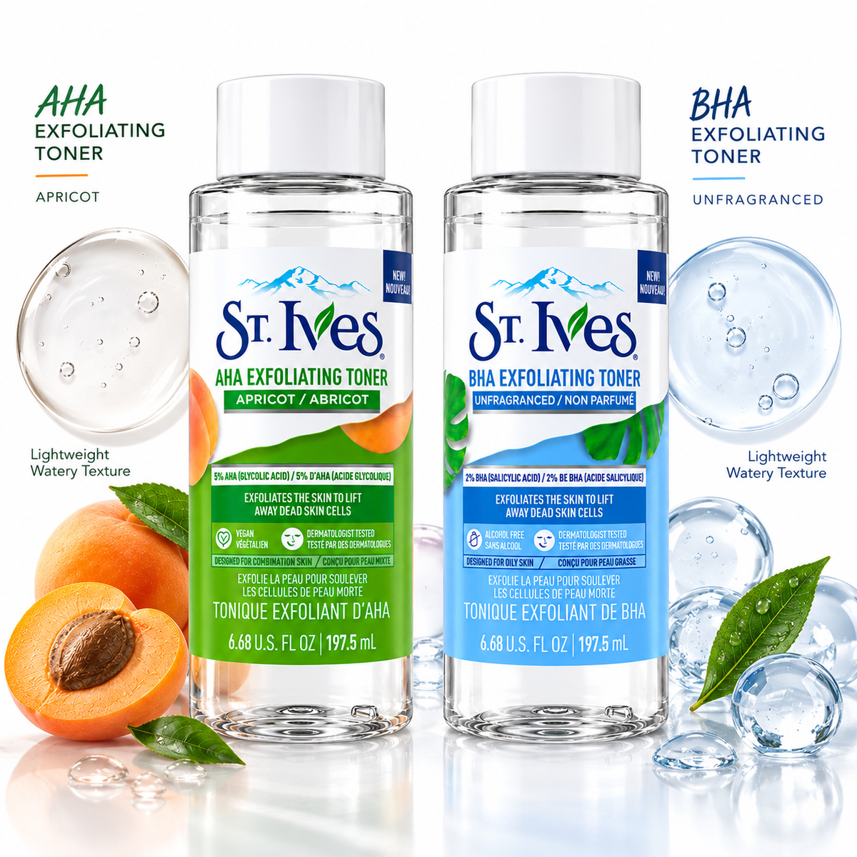 St. Ives AHA + BHA Exfoliating Toner Combo Pack – 2 × 197.5ml