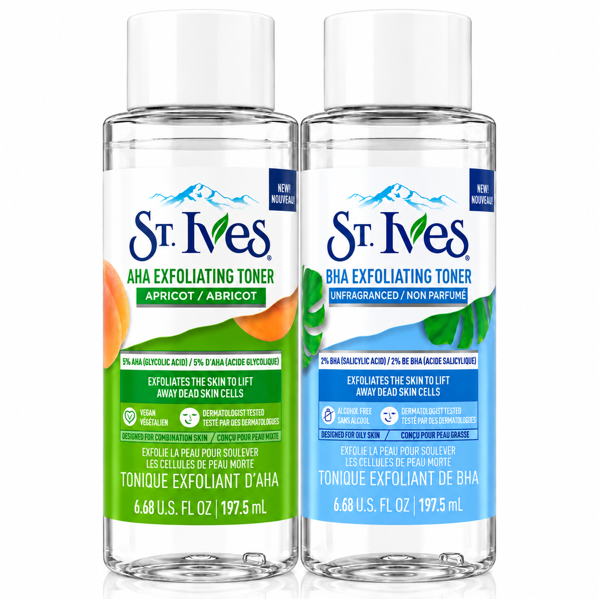 St. Ives AHA + BHA Exfoliating Toner Combo Pack – 2 × 197.5ml