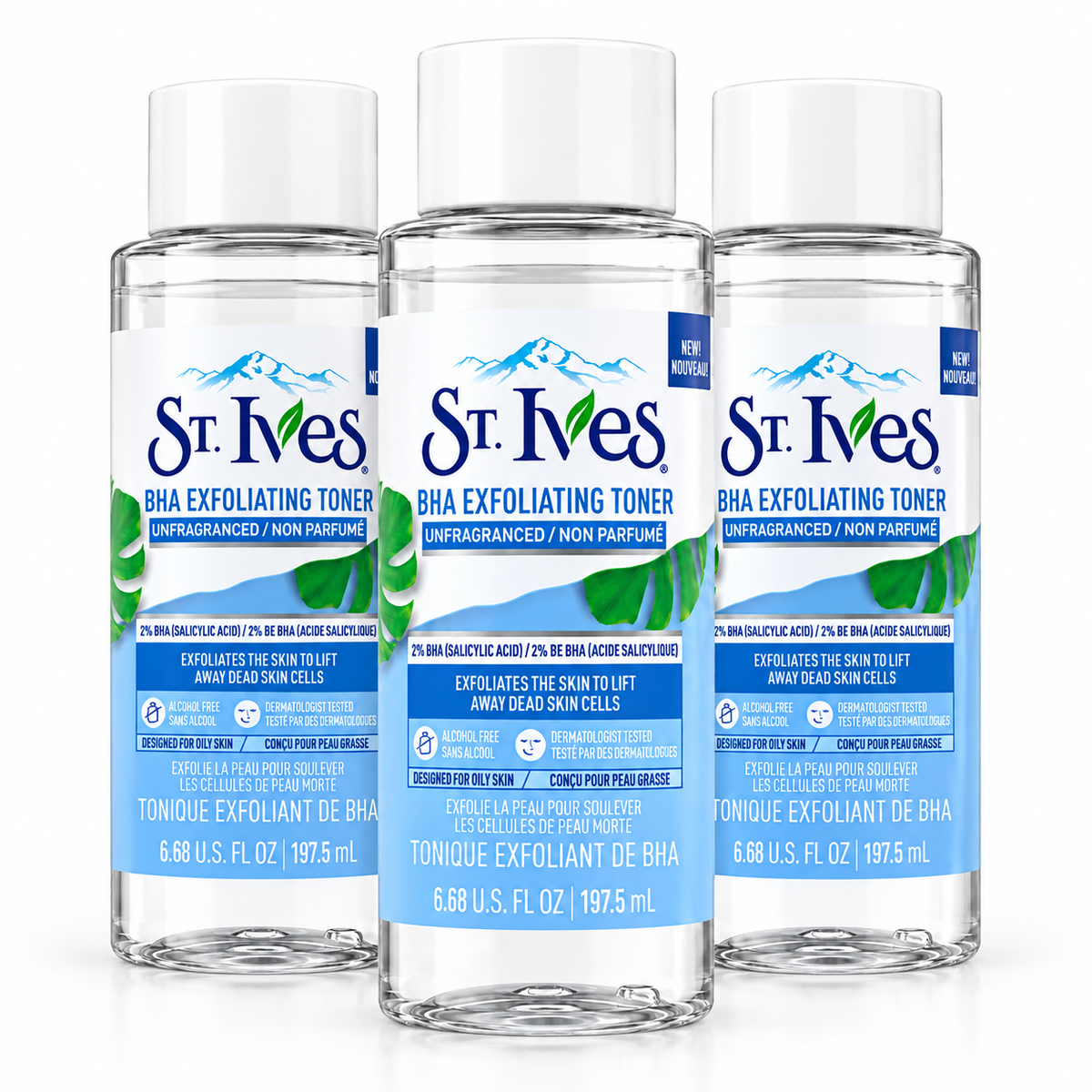 St. Ives Unfragranced BHA Exfoliating Toner 197.5mL – 3 Pack