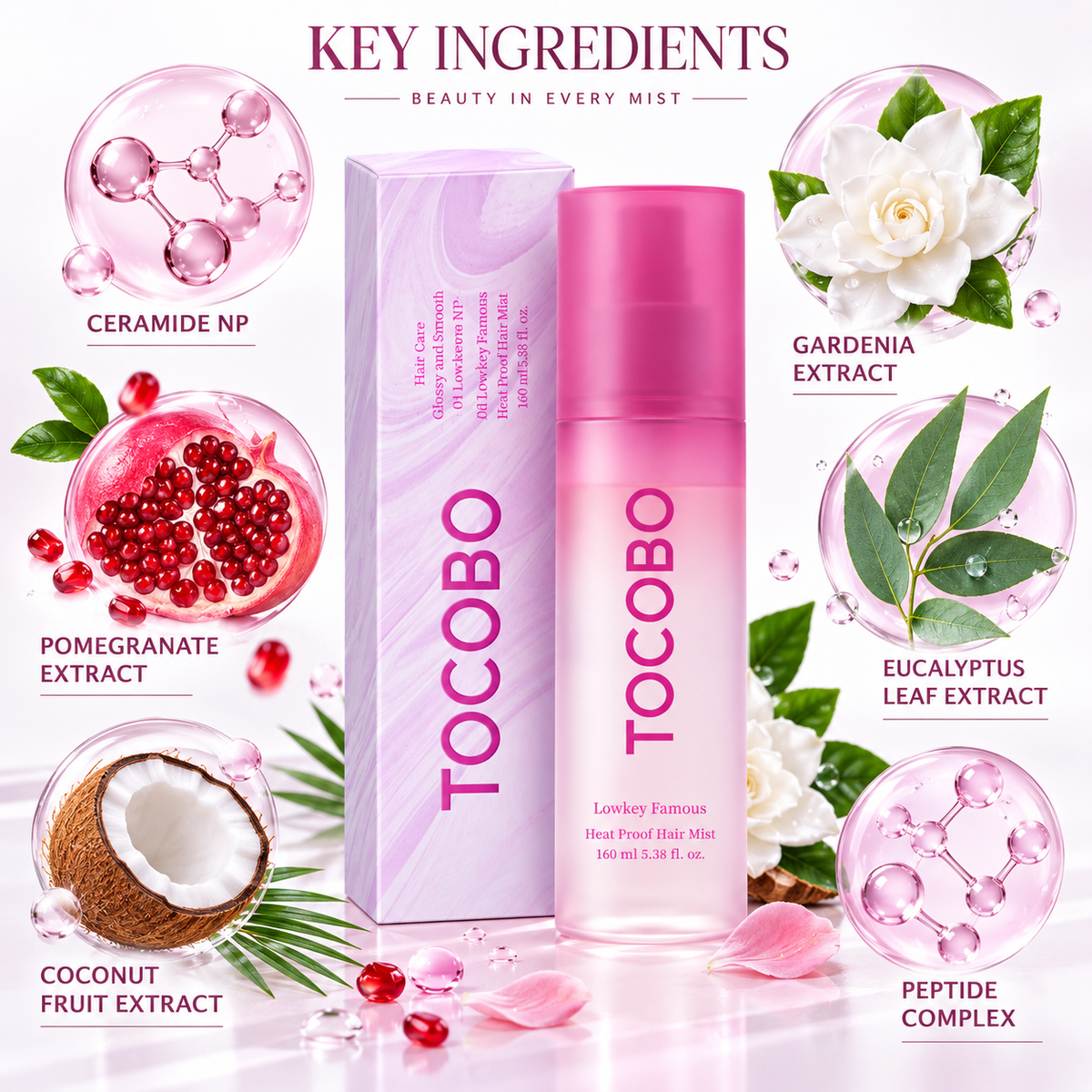 TOCOBO Heat Proof Hair Mist 01 Lowkey Famous 160ml