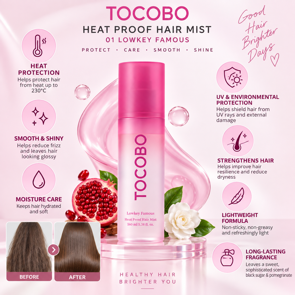 TOCOBO Heat Proof Hair Mist 01 Lowkey Famous 160ml