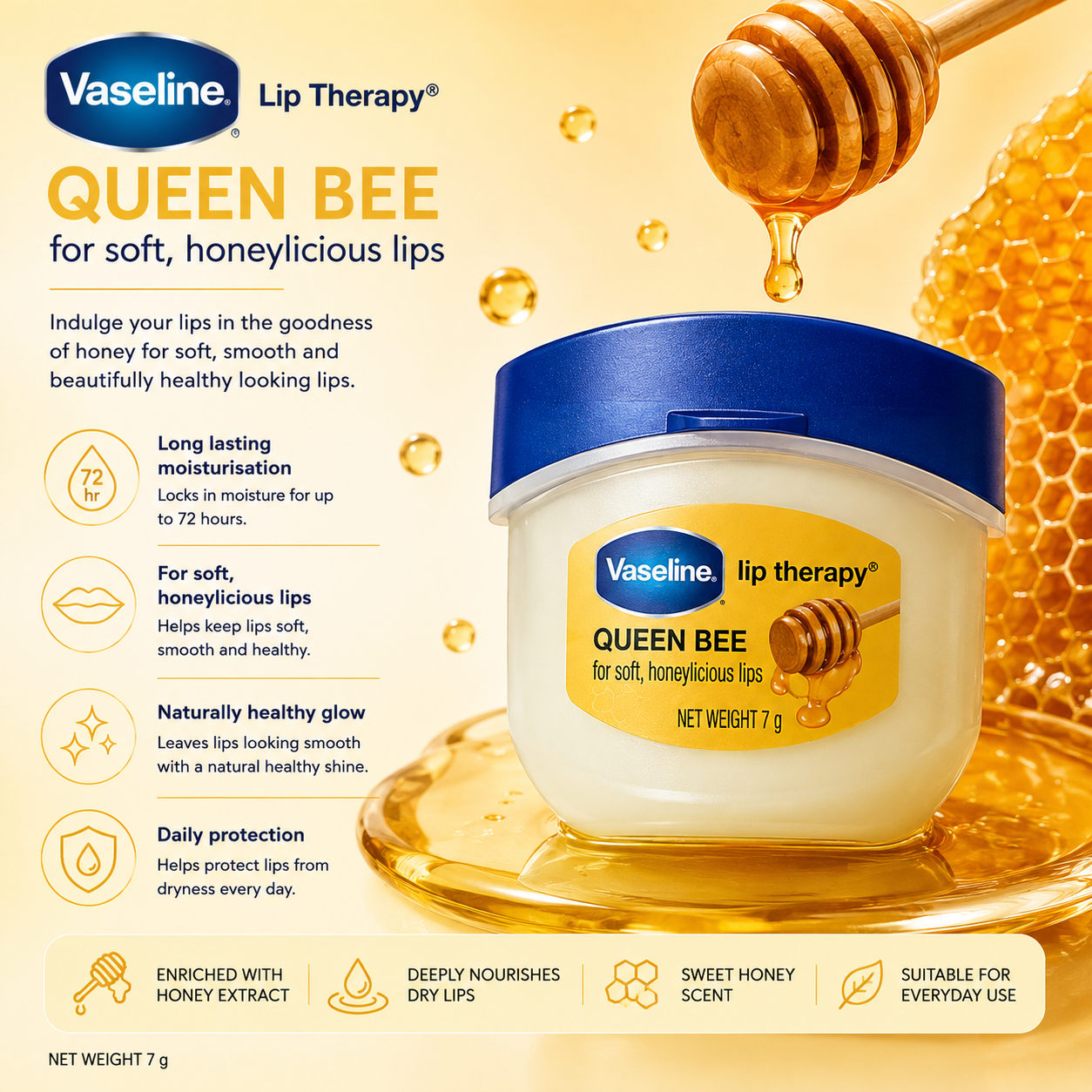 Vaseline Lip Therapy Mini Jar Queen Bee 7g