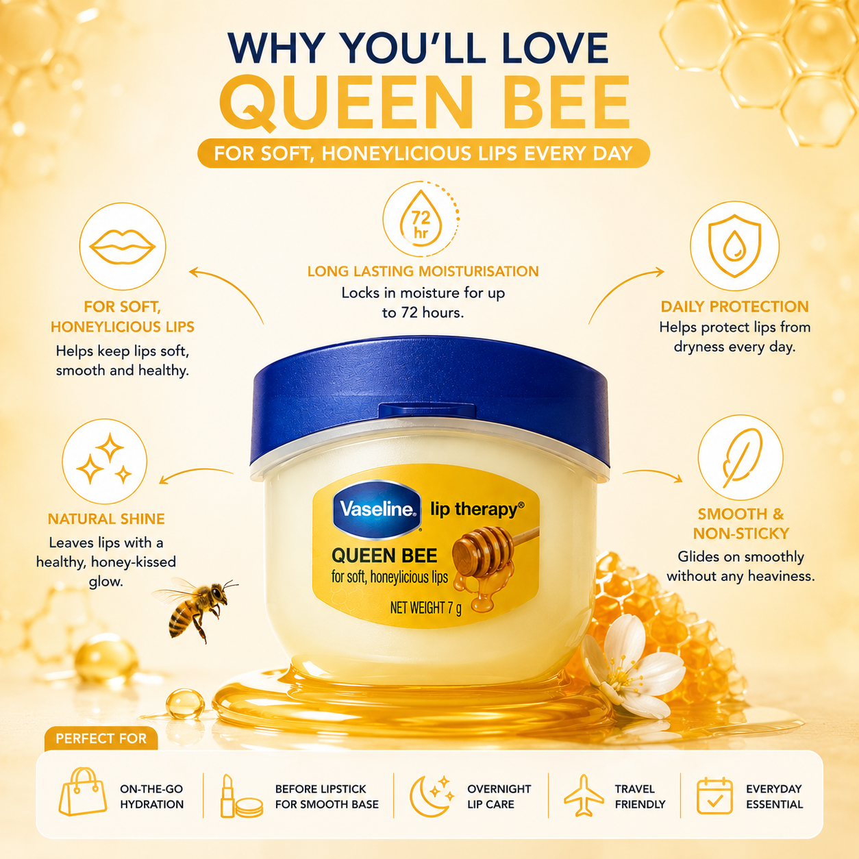 Vaseline Lip Therapy Mini Jar Queen Bee 7g