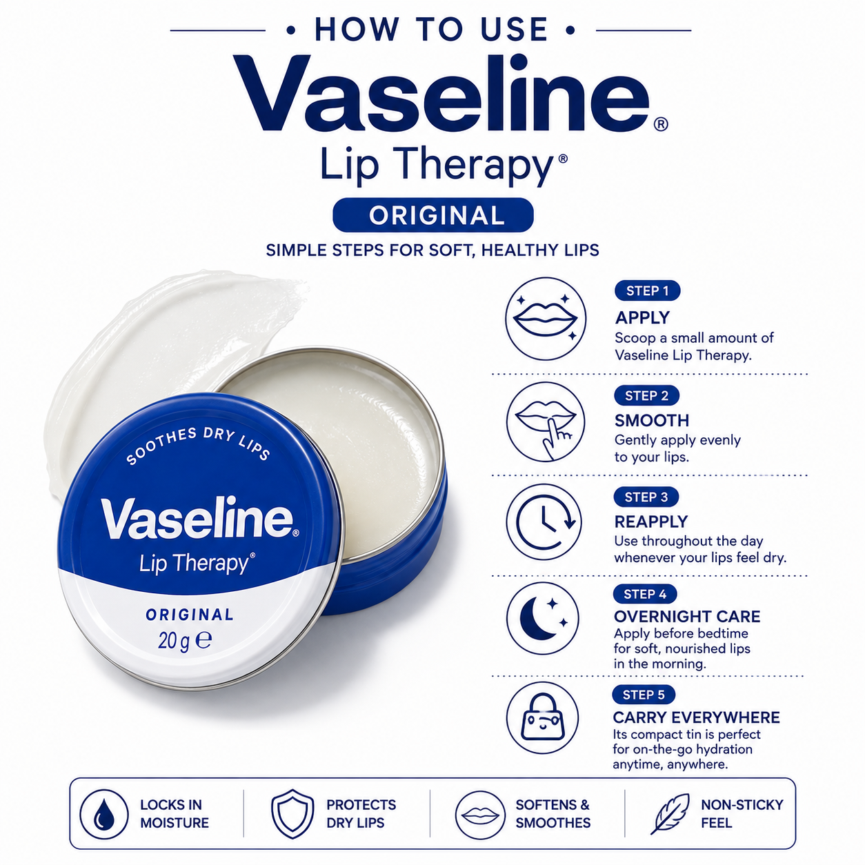 Vaseline Lip Therapy Original Tin 20g