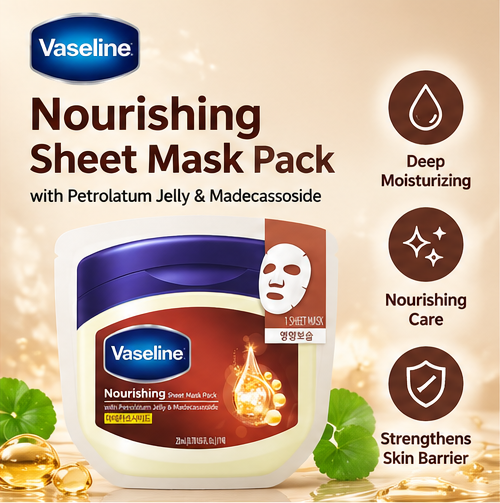 Vaseline Nourishing Sheet Mask Pack with Petrolatum Jelly Madecassoside 23 ml - 1 Sheet