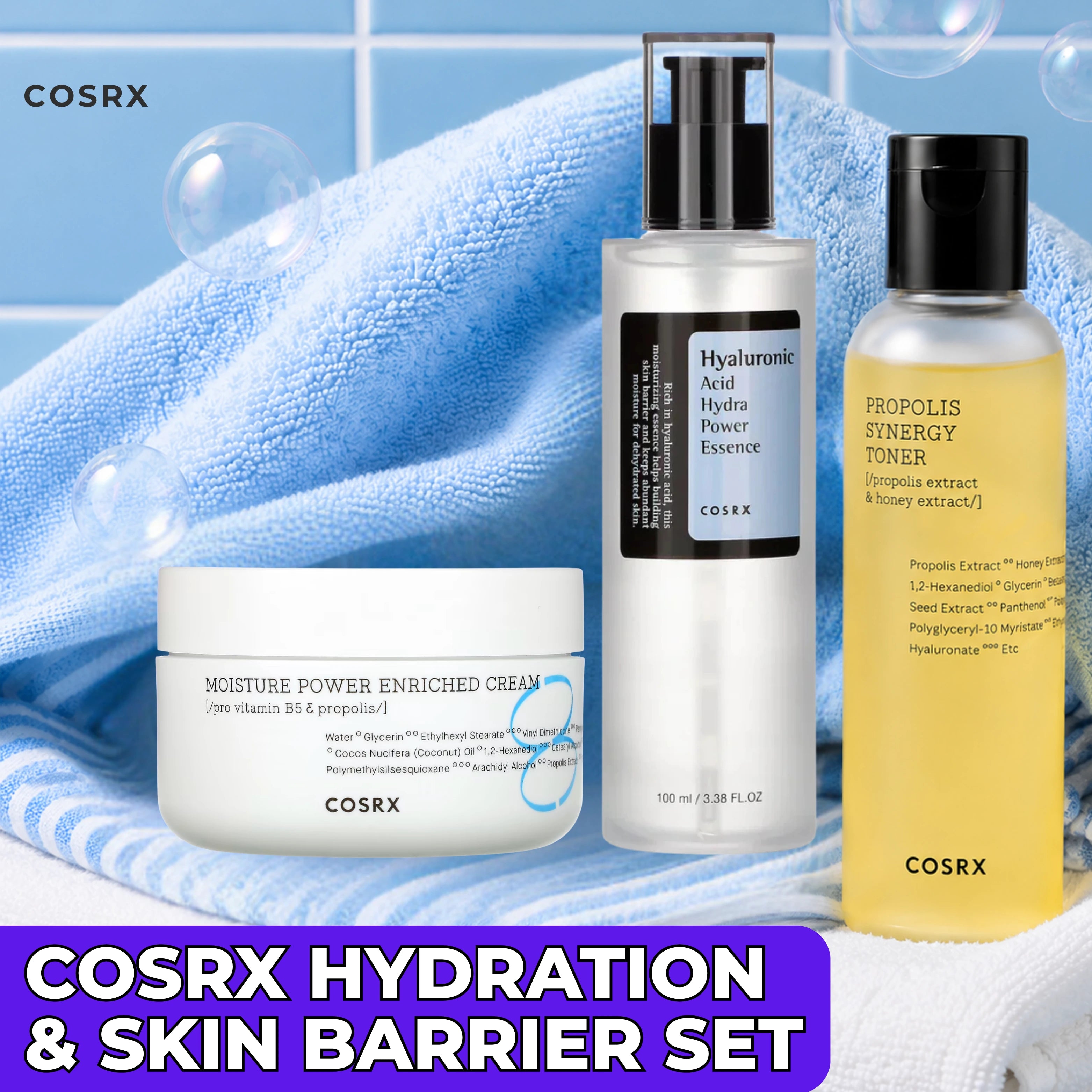 COSRX Hydration & Skin Barrier Set – 3-Piece Korean Skincare Routine