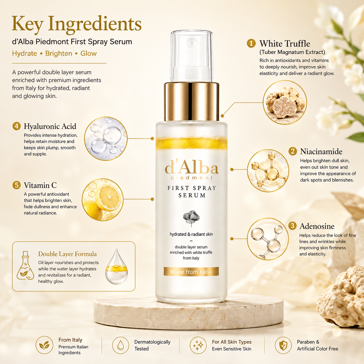 d'Alba White Truffle First Spray Serum 50ml (Vegan)