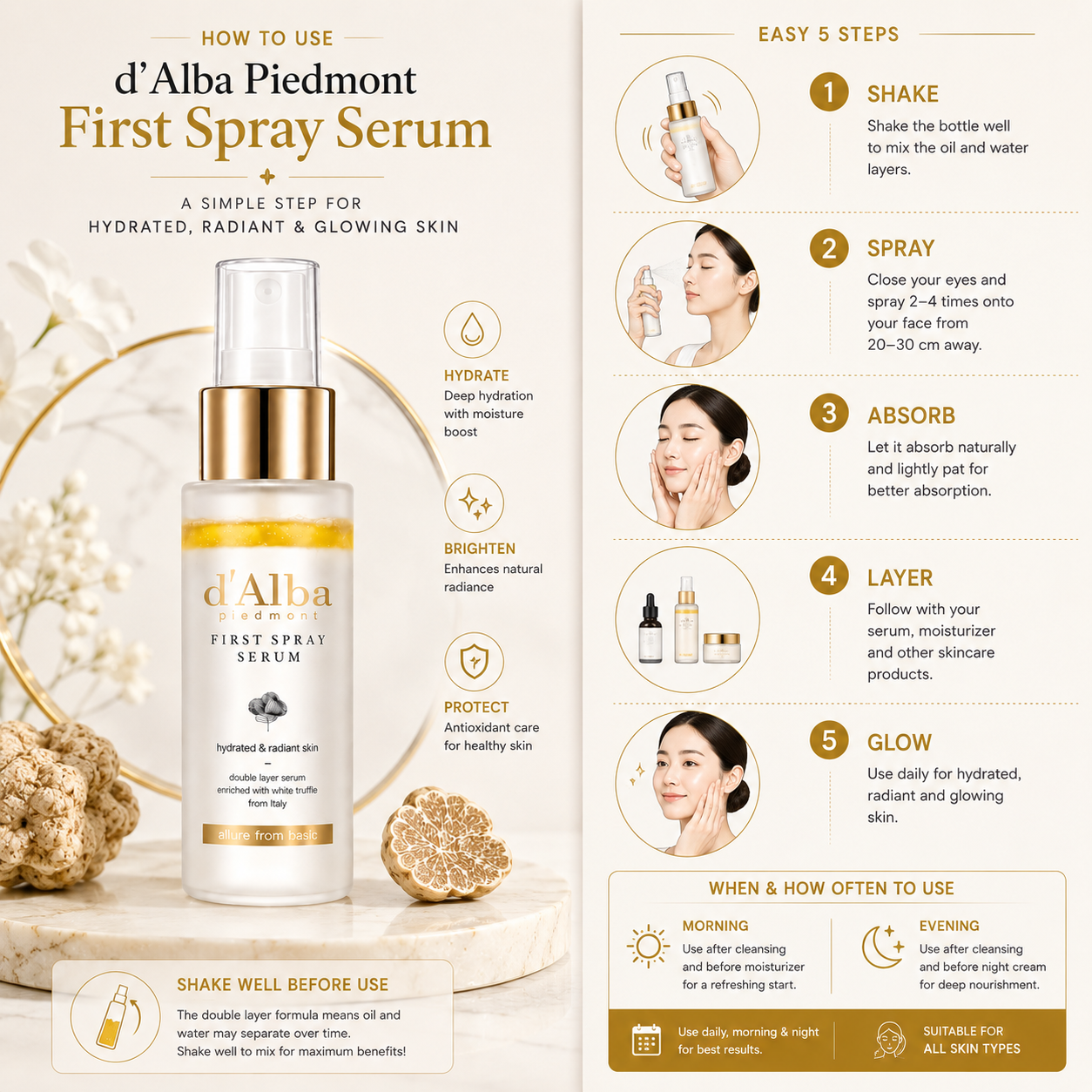 d'Alba White Truffle First Spray Serum 50ml (Vegan)