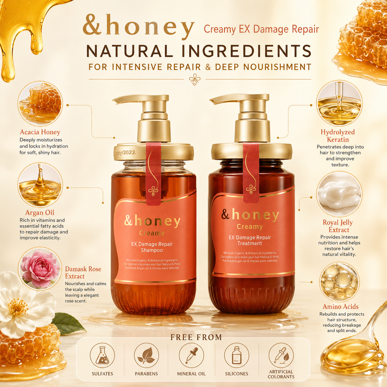 &honey Damage Repair Hair Care Set – 2-Piece