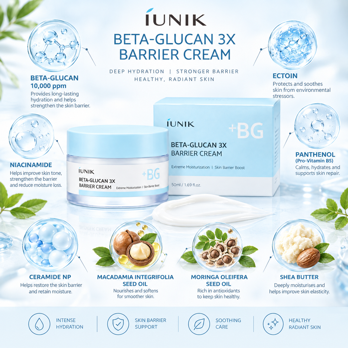 iUNIK Beta Glucan 3X Barrier Cream 50ml