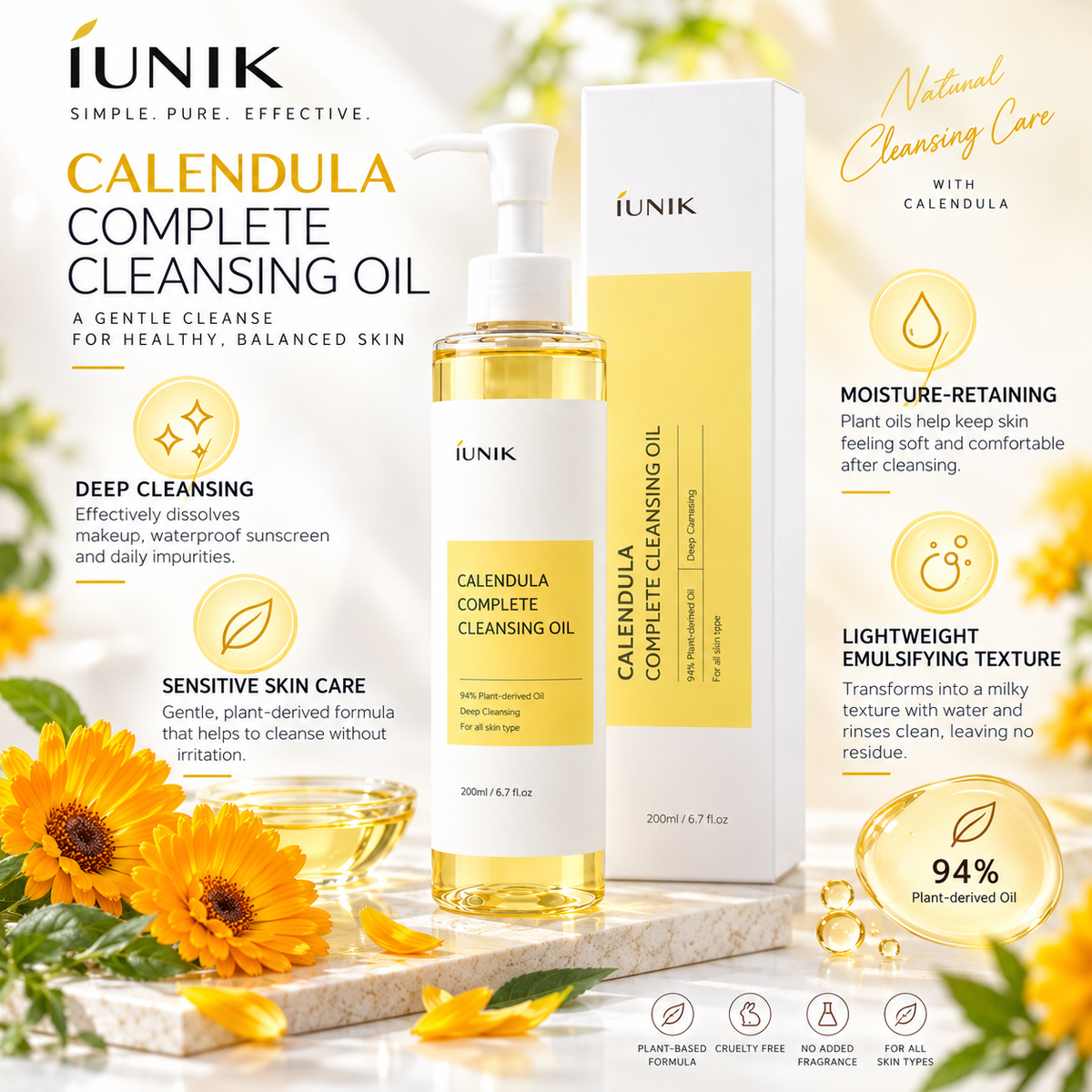iUNIK Calendula Complete Cleansing Oil 200ml